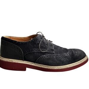 Louis Vuitton Melrose Derby navy blue suede with red sole oxfords shoes size 9